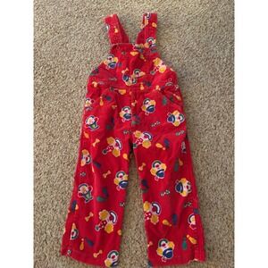 Vintage Joveaux Gamins Happy Kids 
Red Corduroy Clown Print Overalls 3T